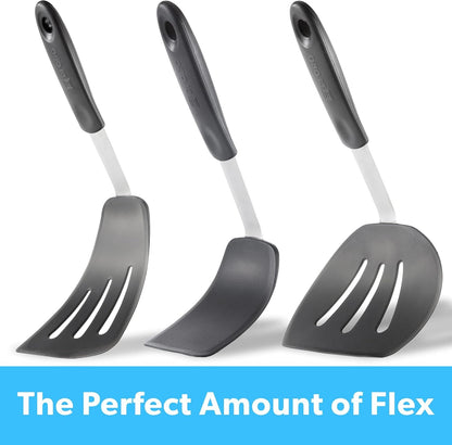 DI ORO Chef Series Silicone Turner Spatula Set - 600F Heat Resistant, 3-Pc8