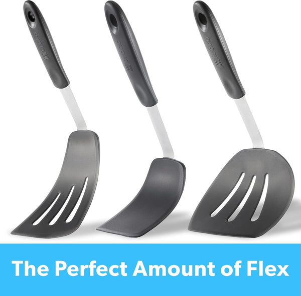 DI ORO Chef Series Silicone Turner Spatula Set - 600F Heat Resistant, 3-Pc8