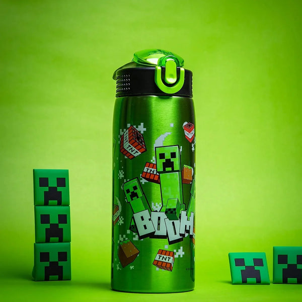 Minecraft Water Bottle for Travel and at Home, 19 Oz Vacuum Insulated Stainless Steel with Locking Spout Cover, Built-In Carrying Loop, Leak-Proof Design (Creeper)3