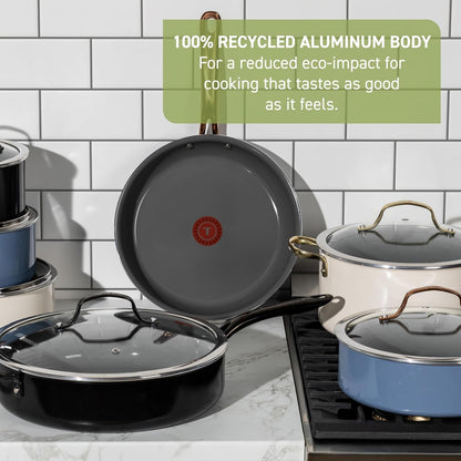 Preserve Ceramic, Non Stick Cookware Set 13-Piece, Oven & Broiler Safe up to 350°F, Includes Stockpot, Saucepans, Frying Pans, Protectors, Pots and Pans, Rose Gold3