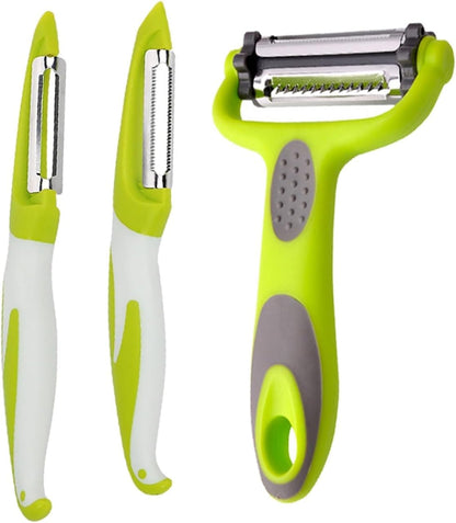 Vegetable Slicer Peeler Knife with Stainless Steel Blade, Carrot Potato Fruit Shred Grater, Kitchen Gadgets Zester Cutter for Daily Meal Prep(3Pcs Set)1