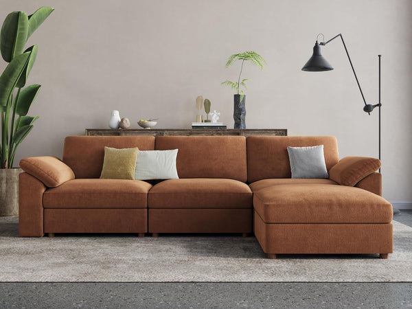 Brown Sectional Modular Sofa,Comfortable Oversized L Shape Sectional Couch Wide Deep Seat Sectional Sofa3