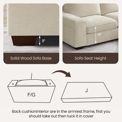 97" L-Shaped Sofa, Sectional Couch with Chaise Storage for Apartment6