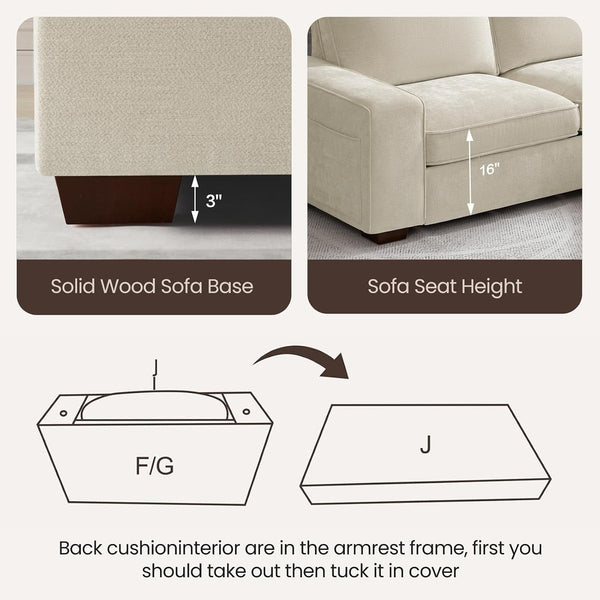 97" L-Shaped Sofa, Sectional Couch with Chaise Storage for Apartment6