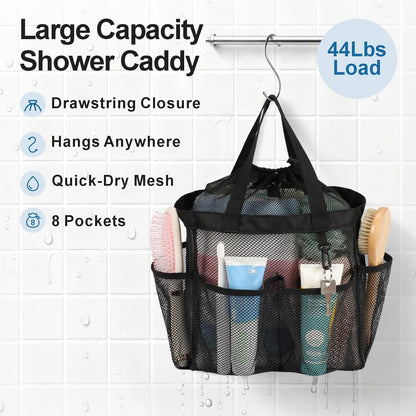 Mesh Shower Caddy Portable with Drawstring - 2-Handle Shower Bag for Dorm6