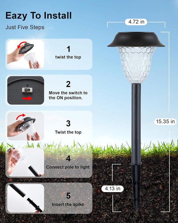 8 Pack Solar Pathway Lights Outdoor,Led Warm White8