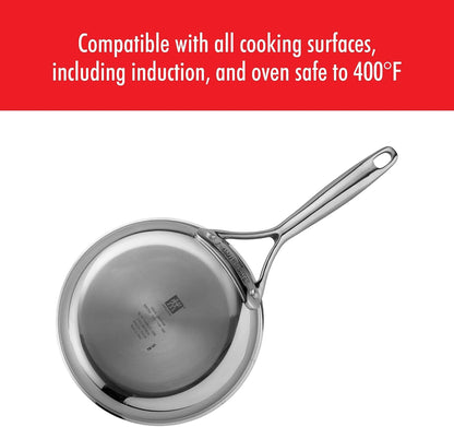 Energy plus 2-Pc Stainless Steel Ceramic Nonstick 10-In & 12-In Fry Pan Set | Non-Toxic, Food-Safe, Ceramic Nonstick Coating for Quick Release. Induction Cookware Compatible for All Cooktops.8