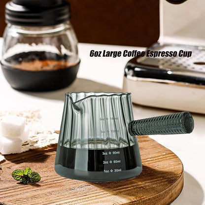 6OZ Glass Measuring Cup, Conical Espresso Cup, Glass Handle, Dark Gray8