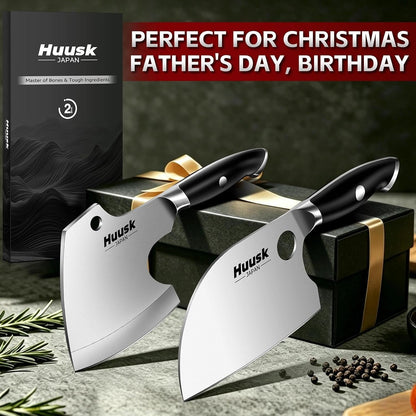 Cleaver Knife Set 2PCS - Bone Cleaver Heavy Duty & Serbian Knife Set2