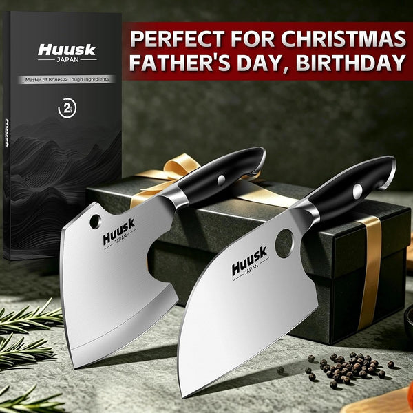 Cleaver Knife Set 2PCS - Bone Cleaver Heavy Duty & Serbian Knife Set2
