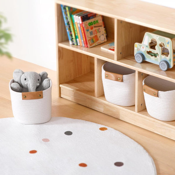 Storage Basket Set, 3 Pack Baskets for Shelves, White Storage Baskets for Organizing Toys, 11.4"Lx9.4"Wx7.4"H2