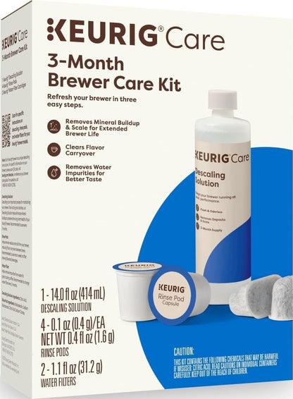 3-Month Brewer Maintenance Kit Includes Descaling Solution, Water Filter Cartridges & Rinse Pods, Compatible Classic/1.0 & 2.0 K-Cup Coffee Makers, 7 Count1