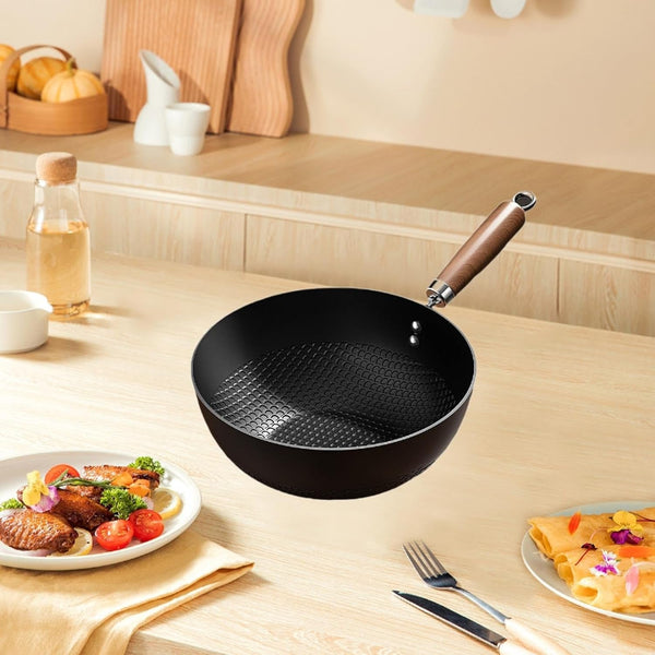 Iron Wok Pan Stir Fry Pan,Easy to Clean,Small Chinese Wok,Cookware for Stir Frying Boiling Cooking for Induction Electric Gas, 26Cm7