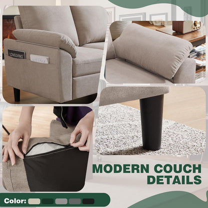 80" Convertible Sectional Sofa, Small L Shaped 3 Seat Couch with Reversible Storage Chaise, Modern Polyester Fabric Sofa Couches for Living Room, Apartment and Small Space, Beige7
