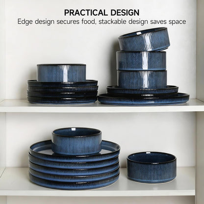 12PCS Ceramic Dinnerware Set for 4, Stoneware Plates and Bowls Sets6