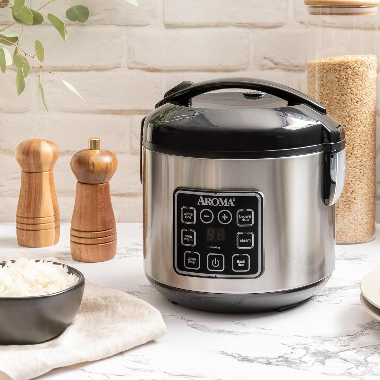 digital-rice-cooker-4-cup-uncooked-8-cup-cooked-steamer-grain-cooker-multicooker-2-qt-stainless-steel-exterior-arc-914sbd