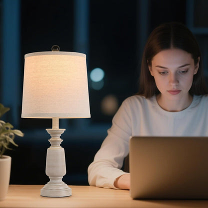 Lamps Set of 2 Modern Farmhouse Table Lamp Bedside Reading Lights Living Room End Lamps Bedroom Night Light,High 22.5 Inch,With Fabric Lamp Shade (Light Wood Grain, High 22.5 Inches)4