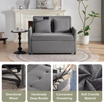 Loveseat Sleeper Sofa Convertible Sofa Bed, Pull Out Couch, Dark Grey6