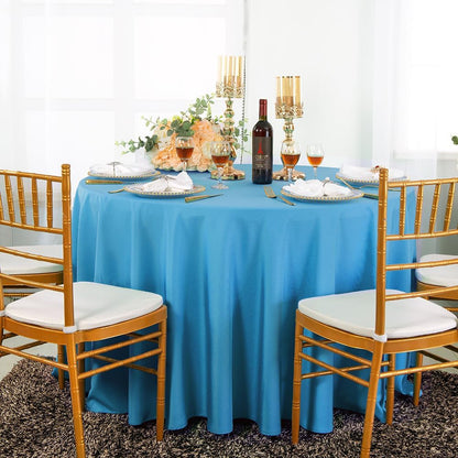 Wholesale (200 GSM) 132" round Seamless Premium Polyester Tablecloths Table Cover for Restaurant Kitchen Dining Wedding Party Banquet Events - (Turquoise, 132")1