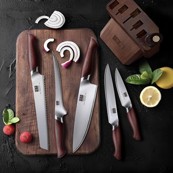 7 Pc Japanese Knife Set, High Carbon 10Cr15Mov Stainless Steel8
