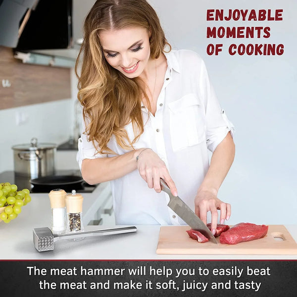 Meat Tenderizer 1 Pcs Aluminium Mallet Dual-Sided - Tenderizer Tool Kitchen Pounder - Home Hammer for Tenderizing Ice Steak Stainless Veal & Chicken Safe Beater 13094795