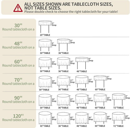 Table Cloth round 60 Inch Tablecloth Fits Max50 Inch Diameter Top,White Washable Outdoor Winkle and Stain Resistant Spillproof Polyester Tablecloths for round Tables Party Cover3