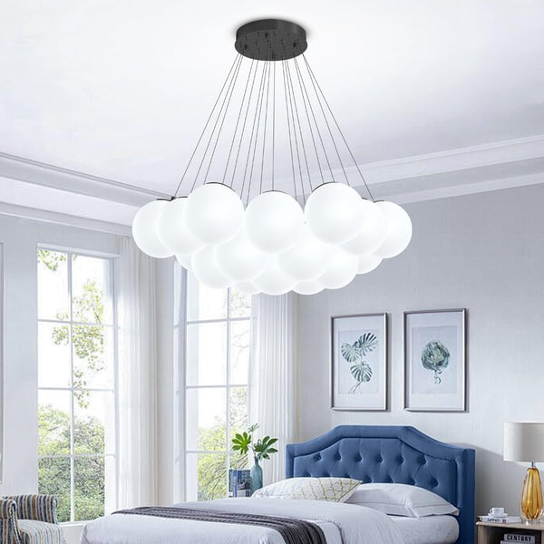 Modern Bubble Chandelier 19-Light White Glass Chandeliers Black7