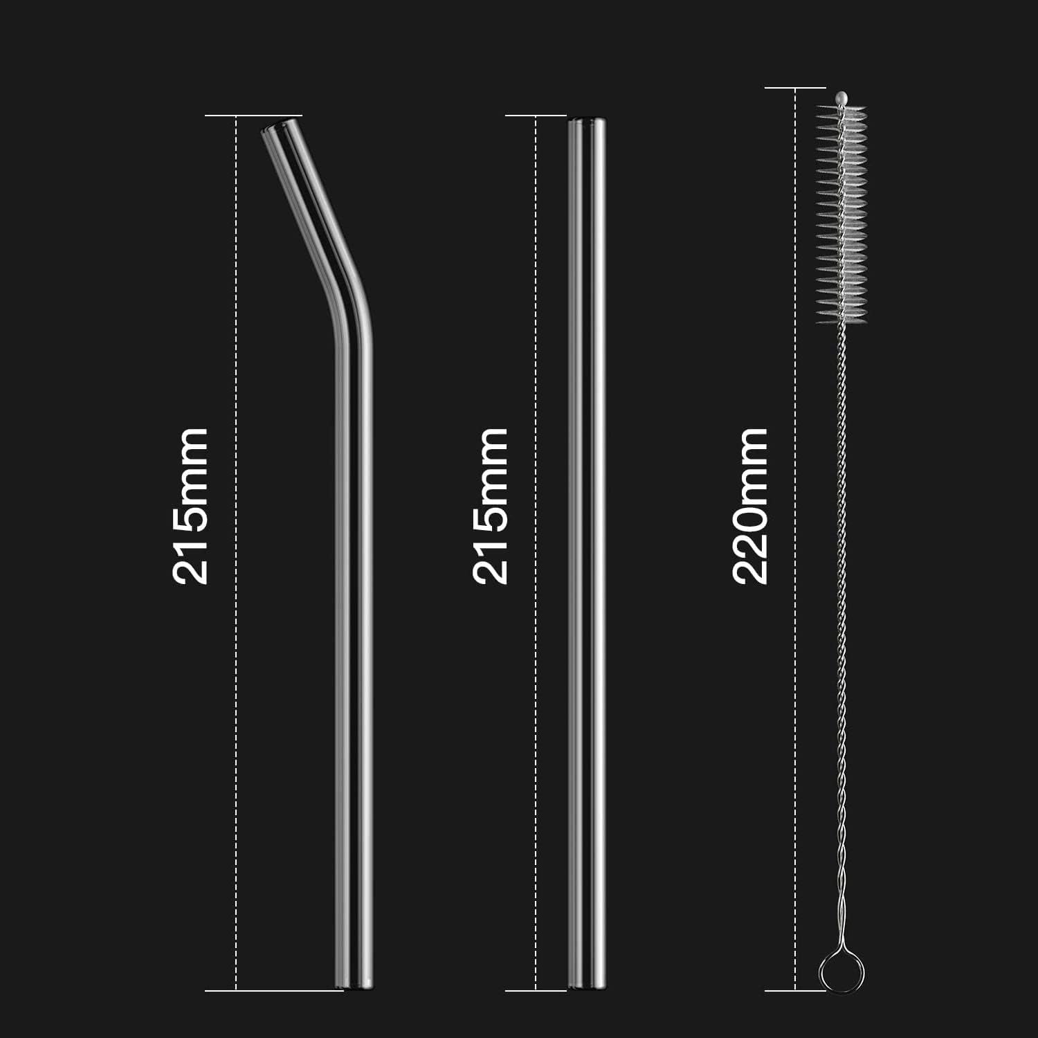4-pack-reusable-glass-straw-size-8-5x10-mm-including-2-straight-and-2-bent-with-2-cleaning-brush-perfect-for-smoothies-tea-juice