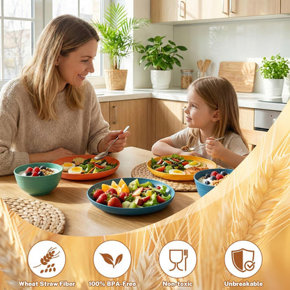 Wheat Straw Dinnerware Sets for 8, 32Piece Dishes Set for 8- Multi3