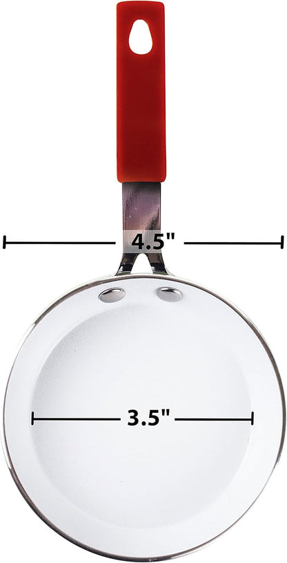 3.5" Fast-Heating Aluminum Single-Egg Pan, Colors Vary, 1-Pack, Non-Stick Ceramic, Aluminum Frying Pan, Great for Pancakes, French Toast, Eggs, Omlets, and Much More6