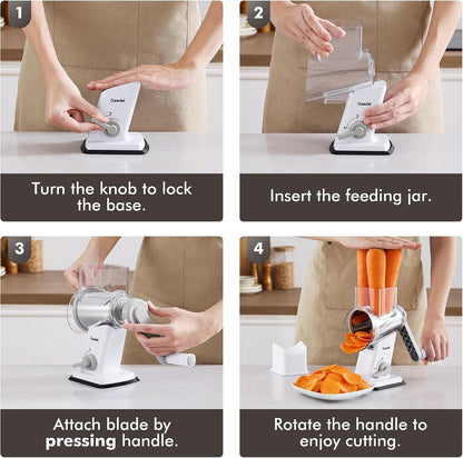 Upgraded Rotary Cheese Grater Hand Crank, Vegetable Shredder Slicer8