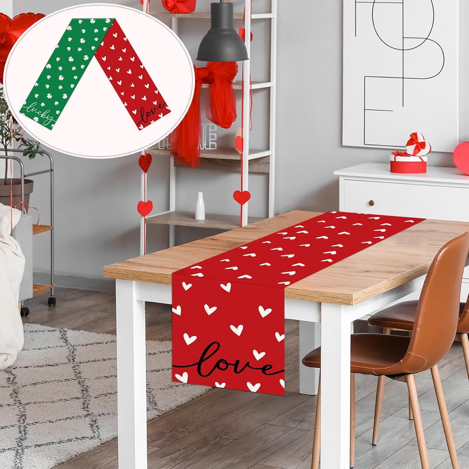 st-patricks-day-linen-table-runner-valentines-day-table-runner-red-love-and-green-lucky-shamrock-tables-decoration-for-dinning-kitchen-home-party-decoration-supplies-13-x-72inch