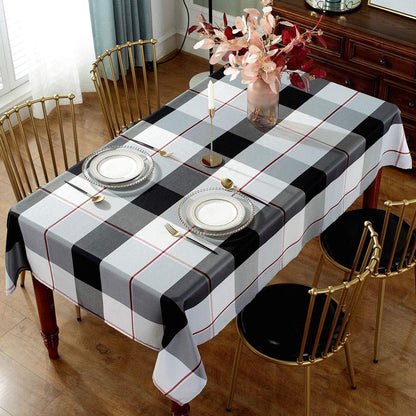 Rectangle Tablecloth, 60" X 84" Checkered Table Cloth, Grey2
