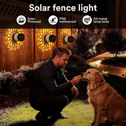 Warm White Solar Fence Lights Outdoor Metal IP55 Waterproof5