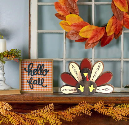 Thanksgiving Turkey Wood Table Decor Rustic Harvest Standing Wooden Sign | Autumn Centerpiece Holiday Home Tabletop Decoration Farmhouse Style4
