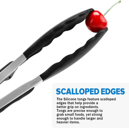 Kitchen Tongs for Cooking, Stainless Steel, Non Scratch Silicone Tip,3 Pack4