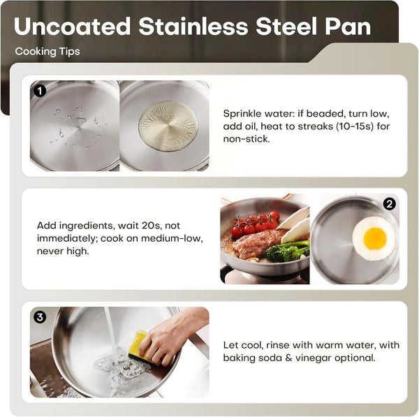 10 Inch Stainless Steel Frying Pan with Lid, Tri-Ply Healthy Stainless Steel Cookware, Pan, Skillet on Induction, Ceramic and Gas Cooktops, PFOA Free Cooking Pan, Dishwasher Safe4