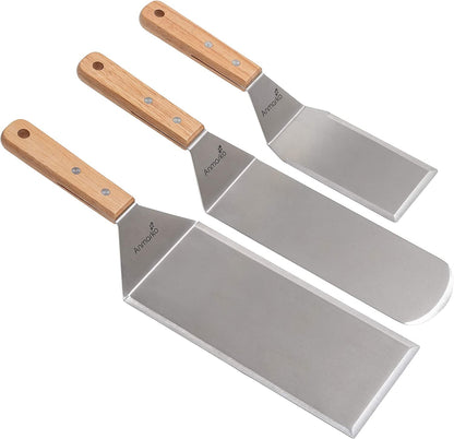 Metal Spatula Set Stainless Steel Hamburger Turner Griddle Flipper Scraper for BBQ Grill Flat Top1