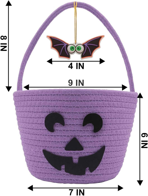 Halloween Basket for Kids, Trick or Treat Basket, Cute Pumpkin Candy Bucket, Boo Spooky Small Baskets, Jack O Lantern Bags for Girls/Boys Gift Baskets Empty5