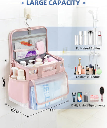 Hanging Shower Caddy Organizer Bag with Quick Dry Mesh, Pink5