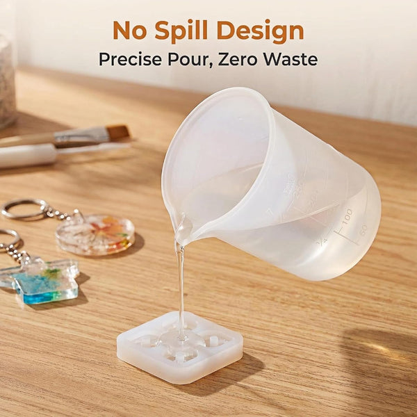 Silicone Measuring Cups for Resin, 3 Pack (2X100Ml & 1X250Ml), No-Spill Pouring Spout, Reusable Mixing Cups for Epoxy Resin, DIY Crafts2