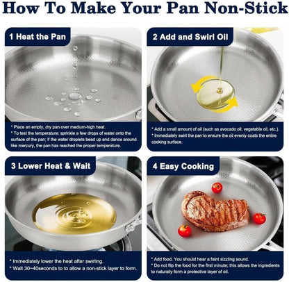 Titanium Frying Pan 12 Inch with Lid & Turner - Uncoated Nonstick Pure Titanium Skillet, PFAS PFOA PTFE Free, Non Toxic Induction & Oven Safe 750F Cookware Set4