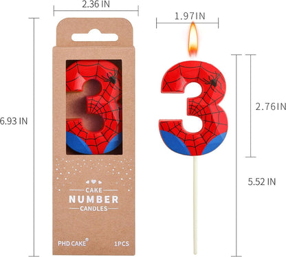 2.76 Inch Number Spider 3 Crystal Web Birthday Candles, Spider Number Candles, Cake Number Candles, Party Celebration6