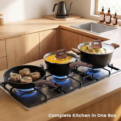 30-Piece Ceramic Nonstick Cookware Set | Detachable Handle, Stackable for RV | Oven & Dishwasher Safe2