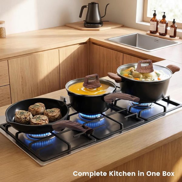 30-Piece Ceramic Nonstick Cookware Set | Detachable Handle, Stackable for RV | Oven & Dishwasher Safe2