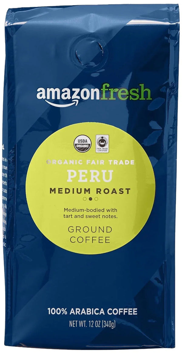 Organic Fair Trade Peru Ground Coffee, Medium Roast, 12 Ounce1