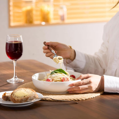 Pasta Bowl, Salad Bowls, Bowls, Serving Bowls, Soup, Ceramic, Large Capacity, Microwave & Dishwasher Safe, Set of 4, 40 Oz, (White)2