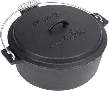 10-Qt Pre-Seasoned Cast Iron Chicken Fryer Features Cast Iron Domed Lid Cool Touch Coil Handle Perfect for Frying Chicken & Fish Slow Simmering Batches of Chili Stew and Jambalaya1