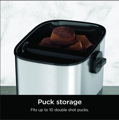 Ninja Luxe Café Knock Box, Holds 10 Double Shot Pucks, XSKKNOCKBOX | Accessories for Espresso Machine, Easy & Mess-Free Puck Disposal, Coffee & Espresso Grounds, Non-Slip Base, Removable Bar4