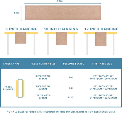 Brown Cotton Table Runner Farmhouse Style Runners (13" X 72")6